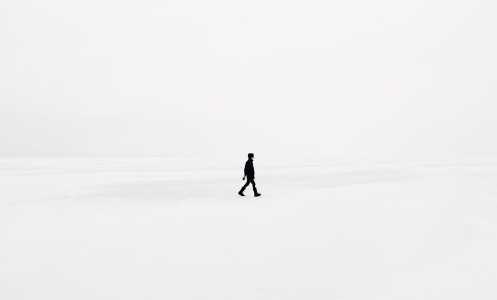 person walking in snow