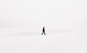 person walking in snow