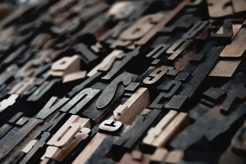 Metal letters for printing