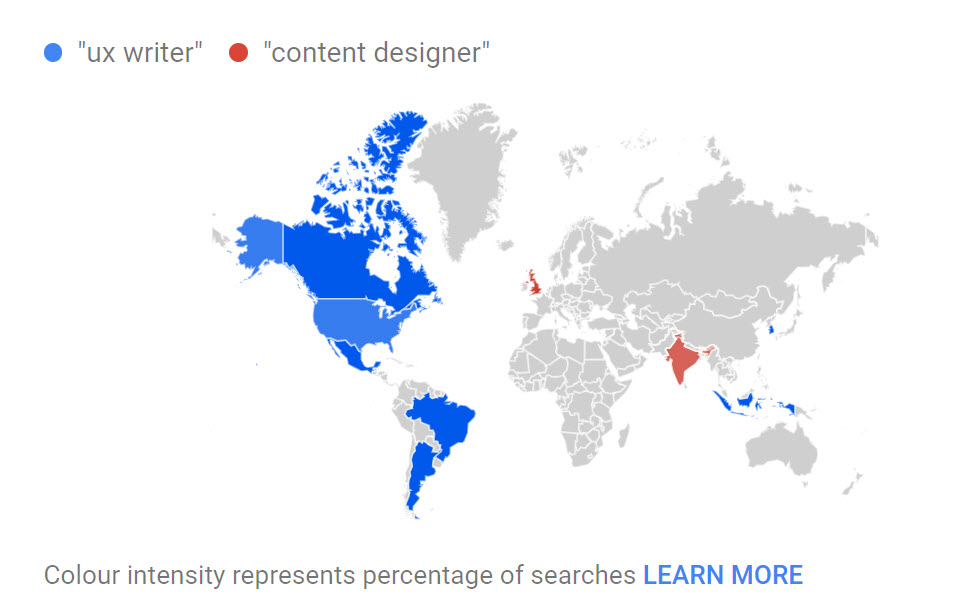 Google Trends map showing that over the last 5 years, the search term