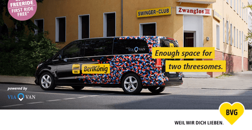 Ad of ridesharing company BerlKönig from Berlin