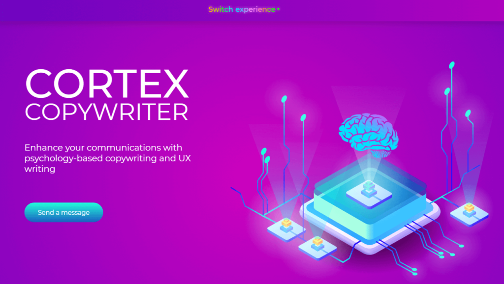 screenshot of cortex copywriter's portfolio