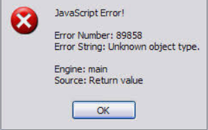 screenshot of a cryptic javascript error message