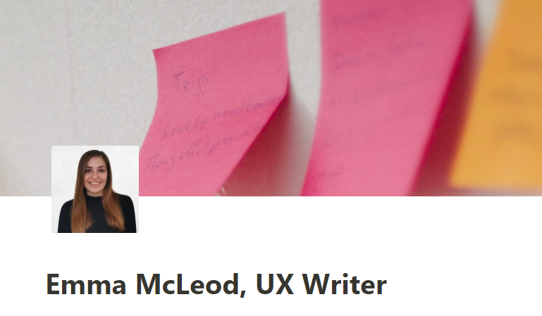 Emma McLeod UX writing portfolio cover