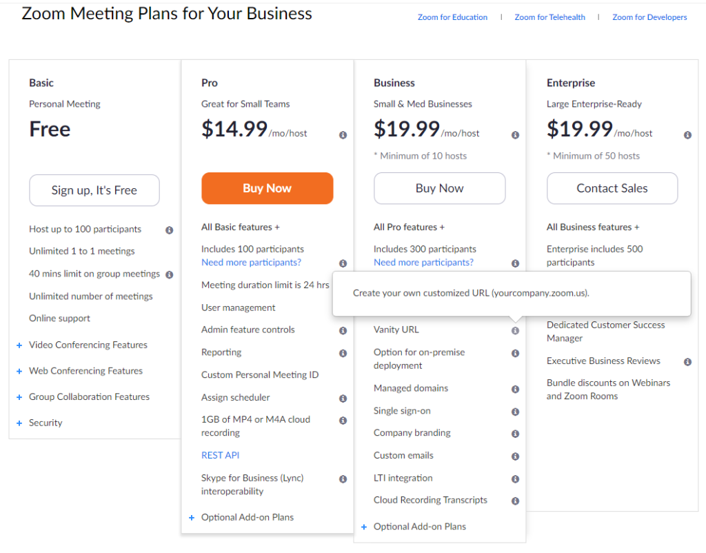 zoom pricing page