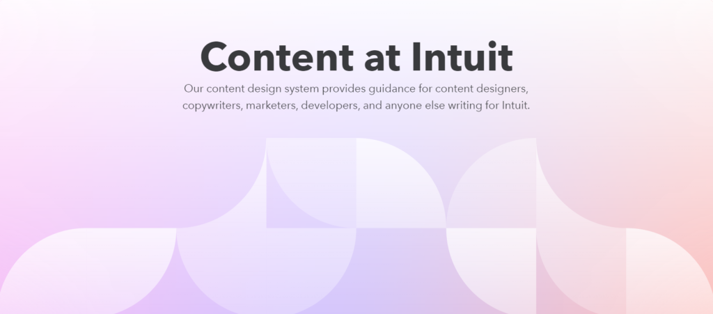 screenshot of Intuit's content design system start page