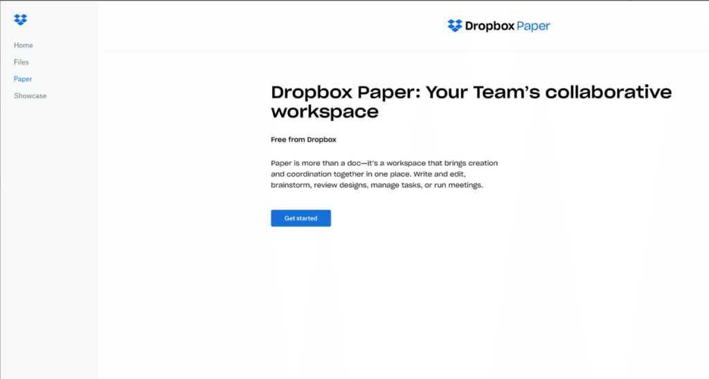 Dropbox paper empty state