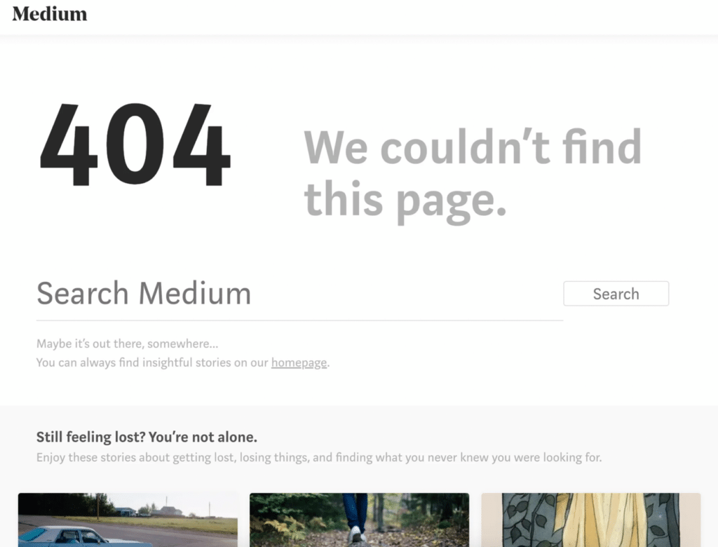 Medium 404 page