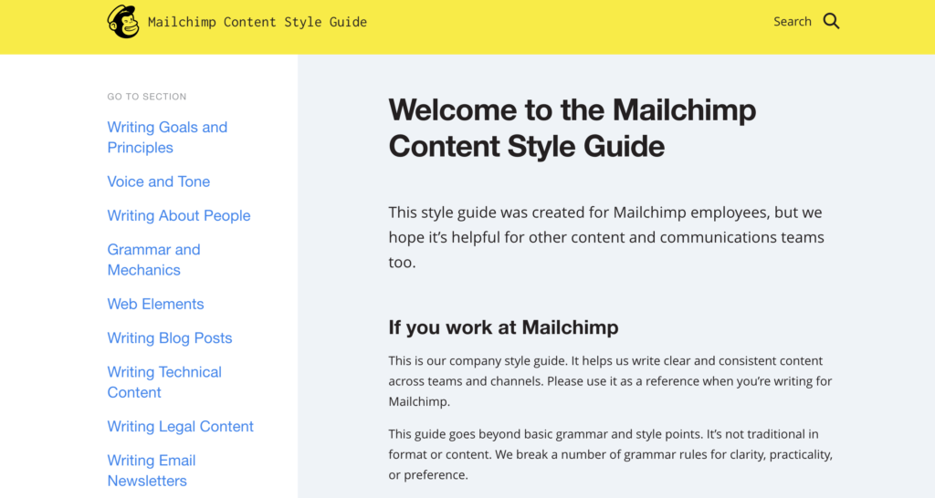 mailchimp content styleguide