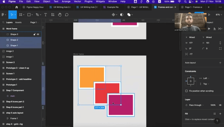 Screenshot of a live Figma class for UX writers